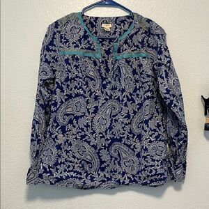 J. Crew Blue and White Paisley Blouse